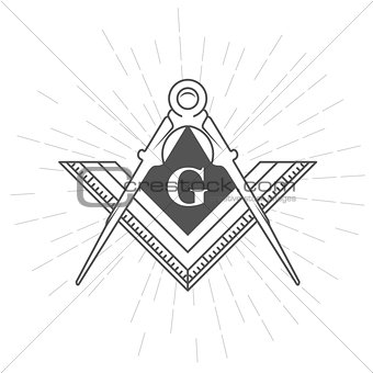 Freemason symbol - illuminati logo with compasses and ruler