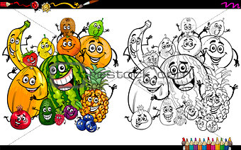 cartoon fruits coloring page