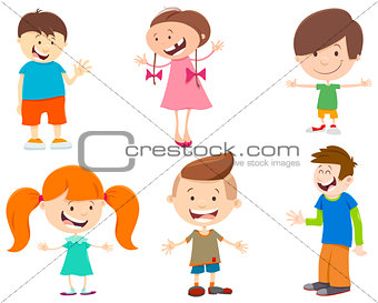 cartoon set of kid characters
