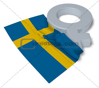 female symbol and flag of sweden - 3d rendering