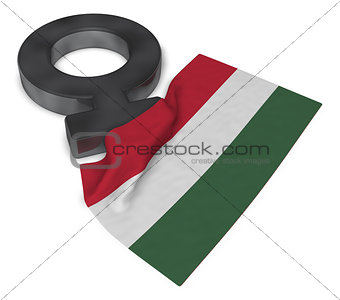 symbol for feminine and flag of hungary - 3d rendering
