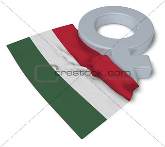 symbol for feminine and flag of hungary - 3d rendering