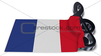clef symbol and flag of france - 3d rendering