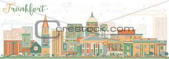 Abstract Frankfort Skyline with Color Buildings.
