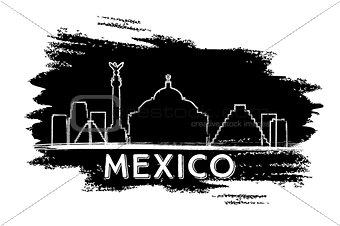 Mexico Skyline Silhouette. Hand Drawn Sketch.