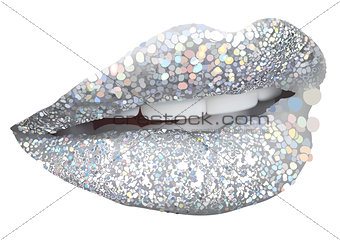 Silver Lips with Glitters