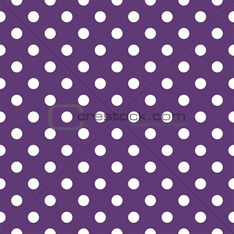 Tile vector pattern with white polka dots on dark violet background