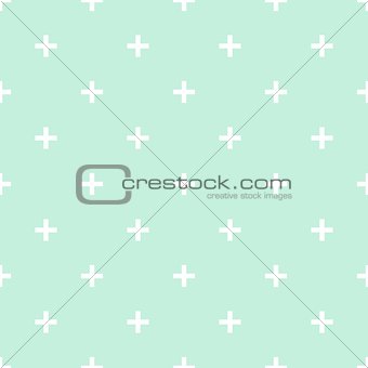 Tile plus mint green and white vector pattern