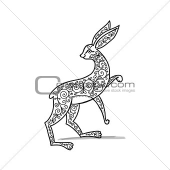Ornate rabbit, sketch for your design