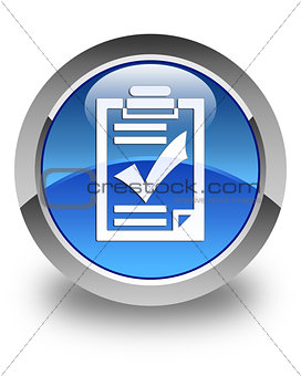 Checklist icon glossy blue round button