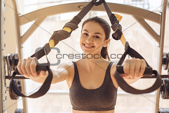 Young woman workout in gym healthy lifestyle