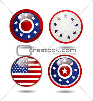 United States Flag Glossy Buttons