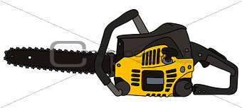 Black and yellow chainsaw