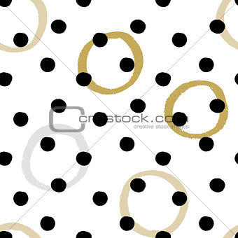 Seamless vector textured hand drawn polka dot pattern.