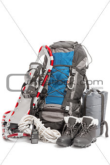 Objects set for extreme winter trip to the mountains is isolated