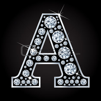 A vector letter made with diamonds isolated on black background