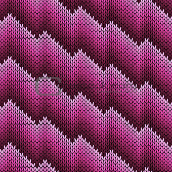 Knitting zigzag line seamless pattern in magenta hues