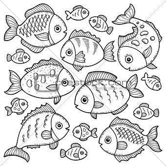 Fish drawings theme image 1