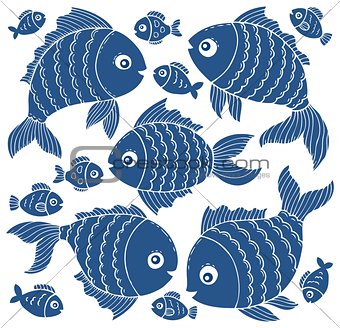 Fish silhouettes theme set 3