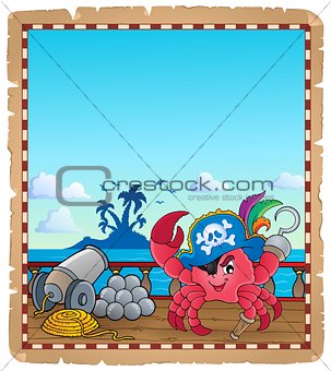 Parchment with pirate crab on ship