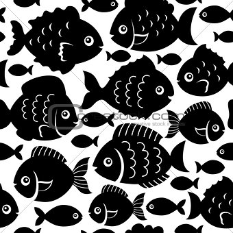 Seamless fish silhouettes theme 1