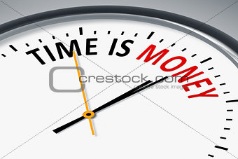 clock with text time is money