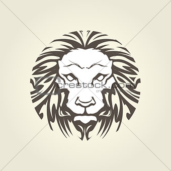 Lion's head in tattoo style - muzzle front view