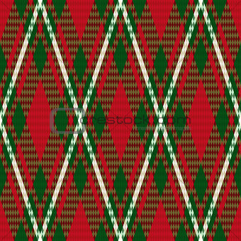 Rhombic seamless checkered pattern in green and red
