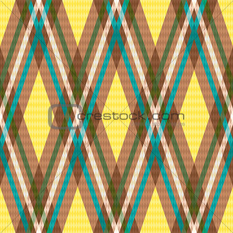 Diagonal seamless checkered pattern in yellow and brown