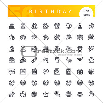 Birthday Line Icons Set
