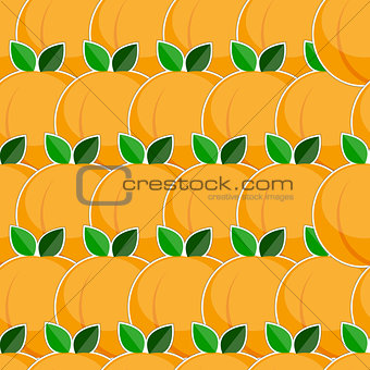 Seamless pattern with peach fruits in flat style