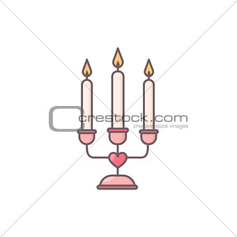 Decorative candelabrum with three candles.