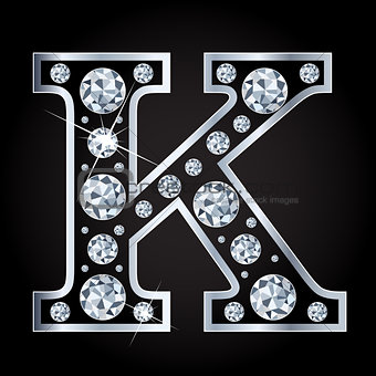 K vector letter made with diamonds isolated on black background