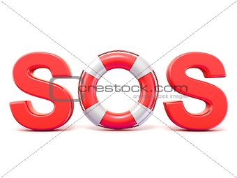 SOS sign, with lifebuoys. 3D