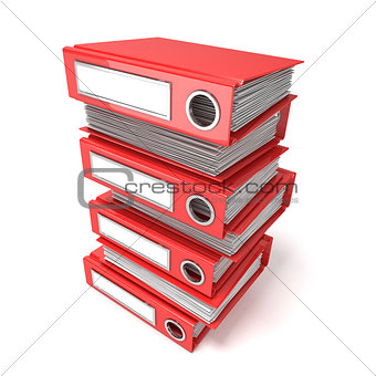 Batch of binders, red office folders. 3D