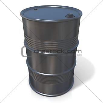 3D illustration of black oil barrel