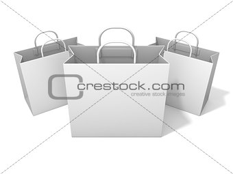 Three empty shopping paper bag