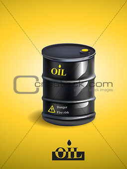 Vector realistic black metal oil barrel