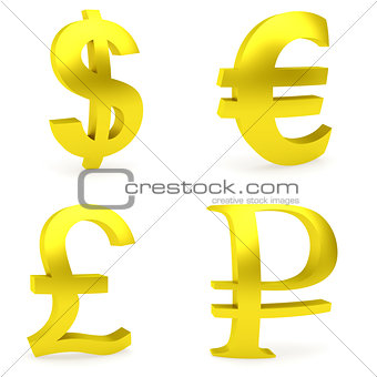 Curved golden money symbols