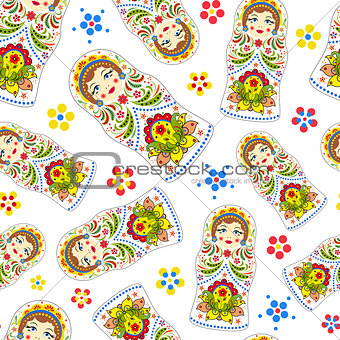 seamless pattern with russian dolls