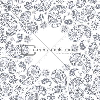 card with gray paisley