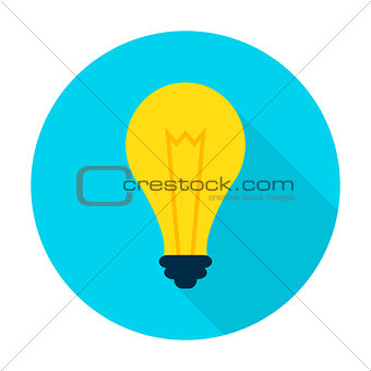 Idea Lamp Flat Circle Icon