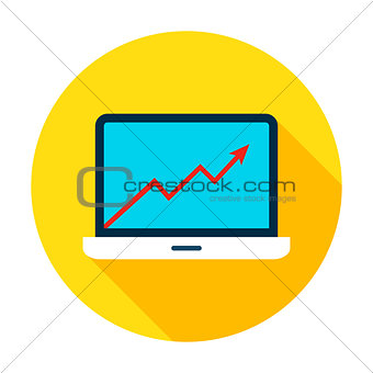 Laptop Growth Graph Circle Icon