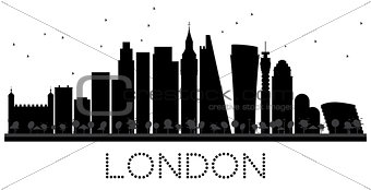 London City skyline black and white silhouette. 