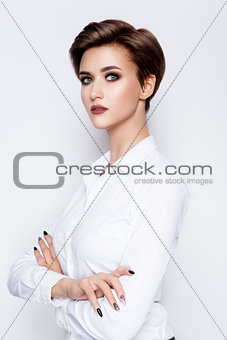 Portrait of beautiful girl with short hair