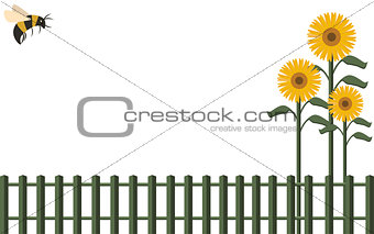 Background fence and bumblebee