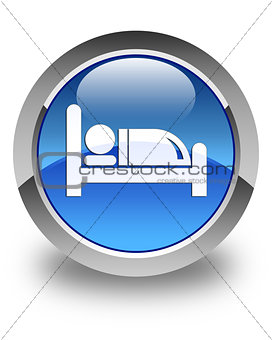 Hotel bed icon glossy blue round button