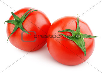 Red tomato vegetable with slices on white