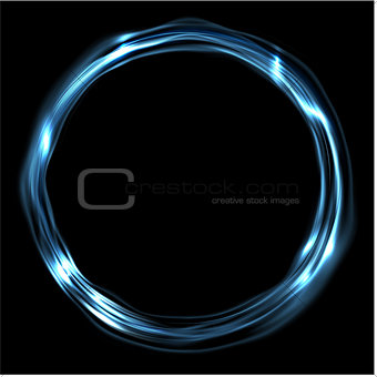 Blue glossy iridescent ring circle