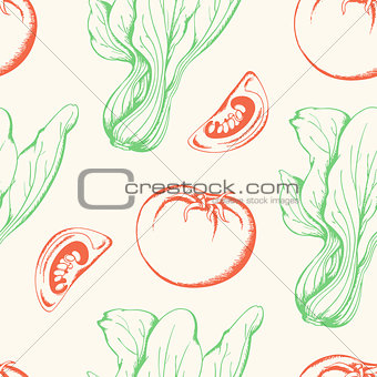 Vegetable vintage seamless pattern